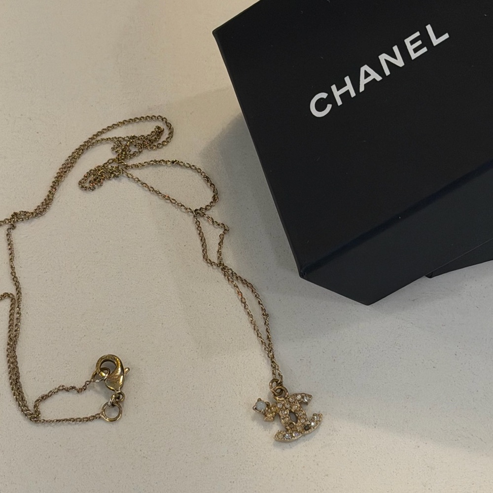 Authentic CHANEL Gold and Crystal Necklace